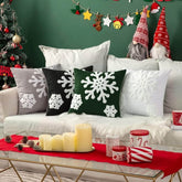 MIULEE Christmas Decorative Snowflake Canvas Embroidery Throw Pillow Covers Holiday Decor - Miulee